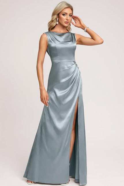 Robe Trapèze Satin Aqua Élégant - gallery 2