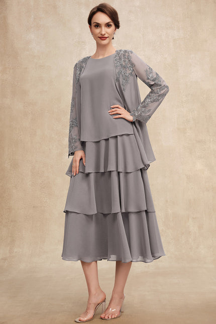 Robe Trapèze Grise Volante - gallery 1
