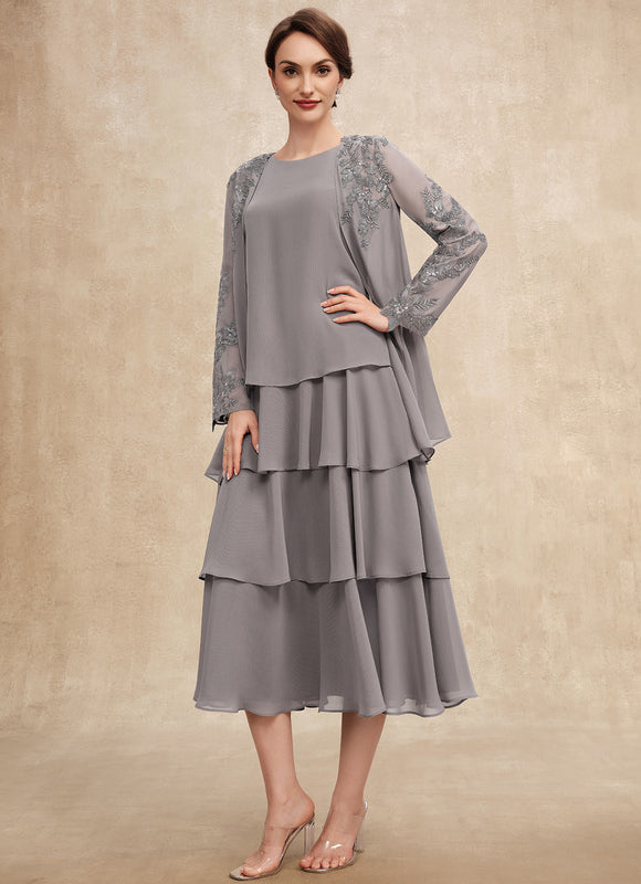Robe Trapèze Grise Volante - gallery 1
