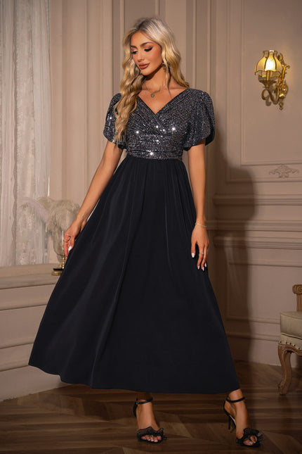 Robe Trapèze Maxi Pailletée Navy - gallery 4