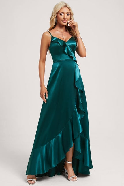 Robe Trapèze Satin Bleu Élégant - gallery 2