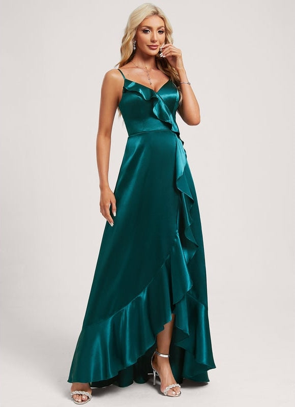 Robe Trapèze Satin Bleu Élégant - gallery 2