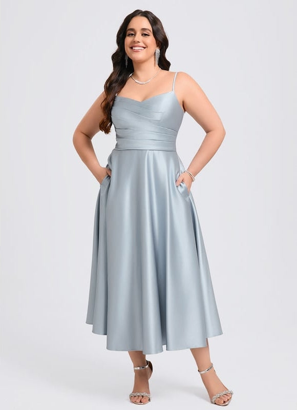 Robe Trapèze Céleste Satinée - gallery 5