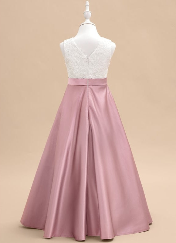 Robe Trapèze Mariage Enfant Satinée - gallery 4