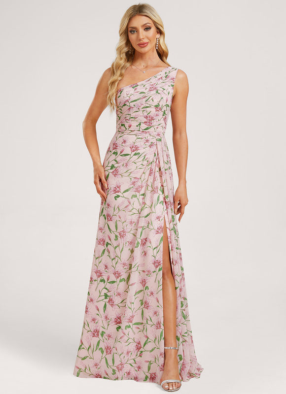 Robe Trapèze Asymétrique Beige - gallery 2