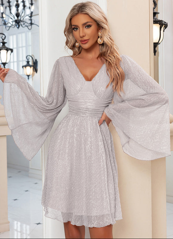 Robe Trapèze Satinée Rosée - gallery 9