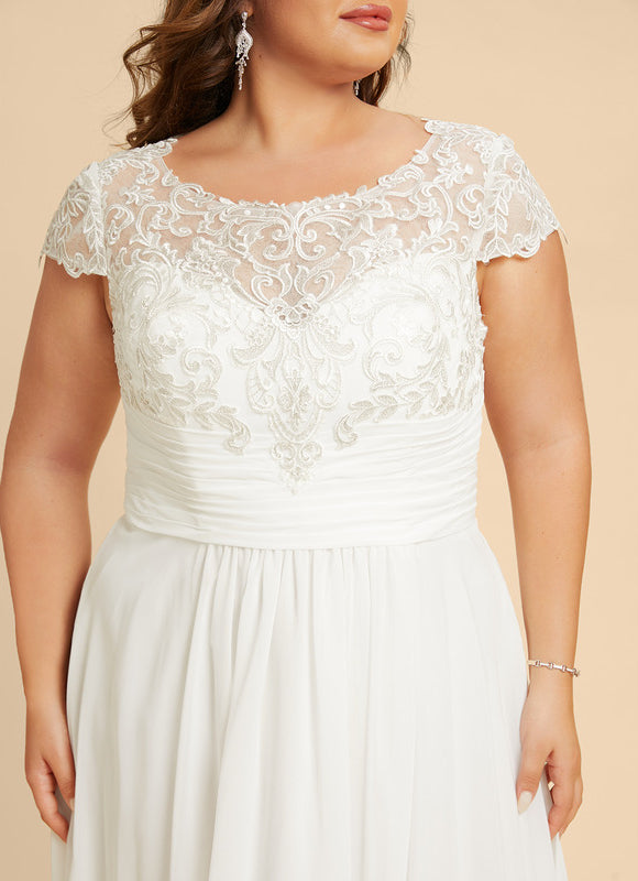 Robe Trapèze Blanche Dentelle Mousseline - gallery 9