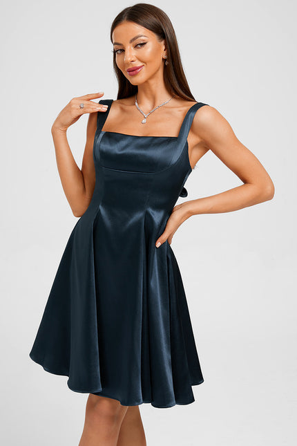 Robe Trapèze Courte Satin Chic - gallery 5