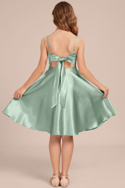 Robe Trapèze Satinée Menthe Douce - gallery 5
