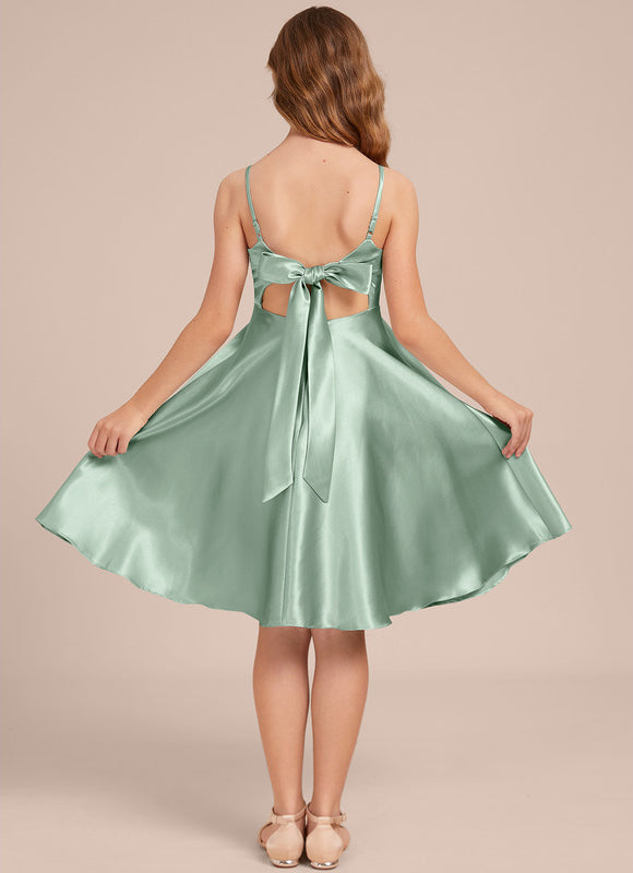 Robe Trapèze Satinée Menthe Douce - gallery 5