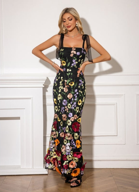 Robe Longue Trapèze Fleurie - gallery 3