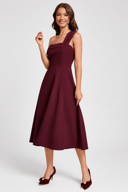 Robe Trapèze Bordeaux Flottant - gallery 4