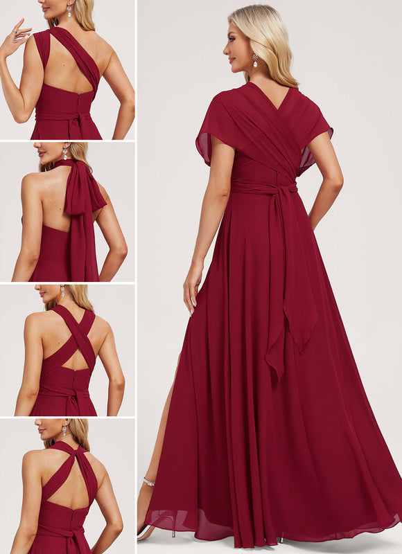 Robe Trapèze Fluide Bordeaux - gallery 2