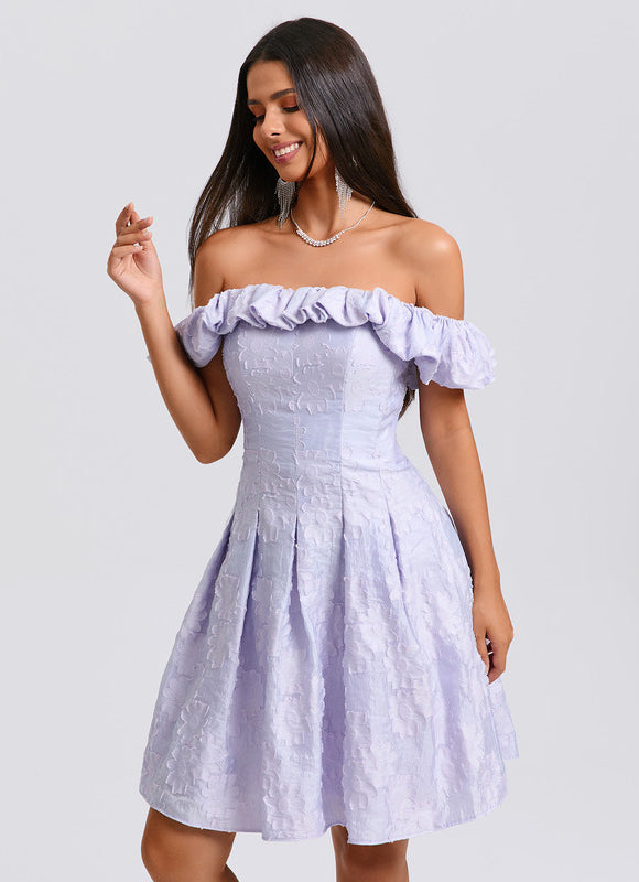 Robe Trapèze Lavande Fleurie - gallery 5