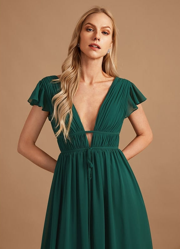 Robe Trapèze Longue Beige Élégante - gallery 6
