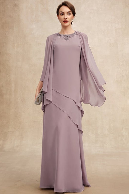 Robe Trapèze Bleue Marine Longue Avec Perles - gallery 1