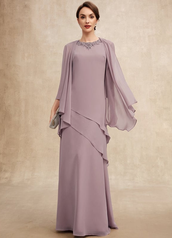 Robe Trapèze Bleue Marine Longue Avec Perles - gallery 1