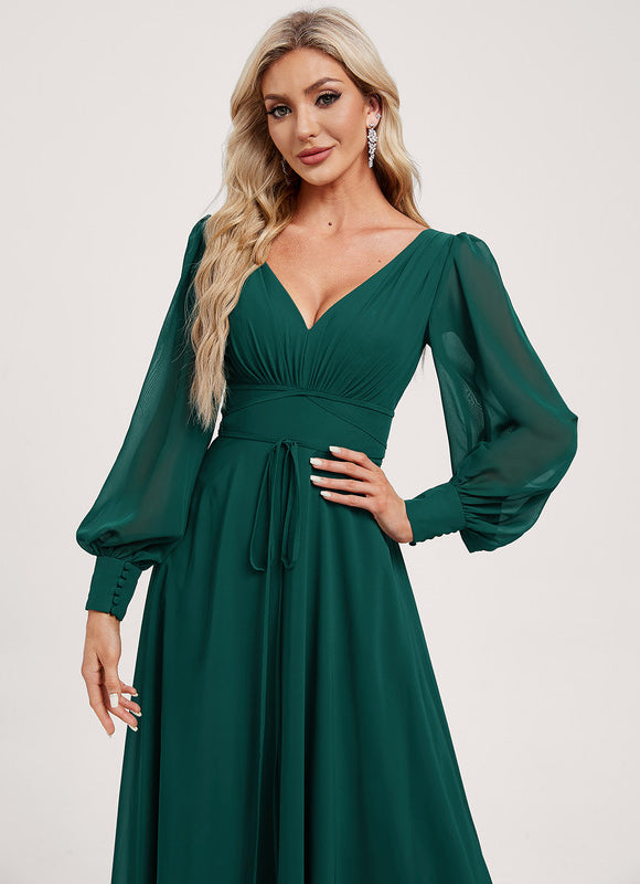Robe Trapèze Longue Beige Élégante - gallery 4