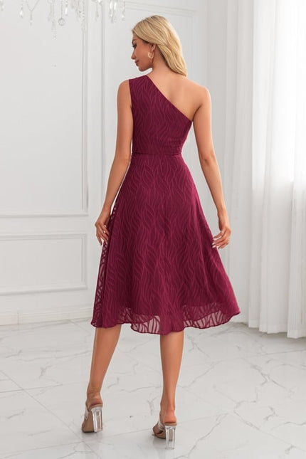 Robe Trapèze Bordeaux Ondulée - gallery 2