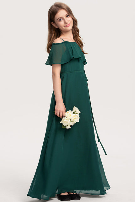 Robe Trapèze Verte Mousseline Dénudée Légère - gallery 2