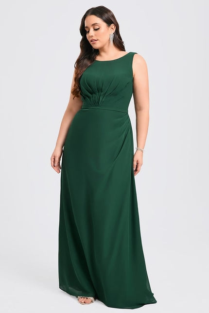 Robe Trapèze Verte Mousseline Longue - gallery 6
