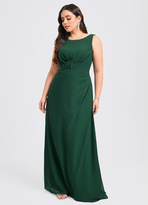 Robe Trapèze Verte Mousseline Longue - gallery 6