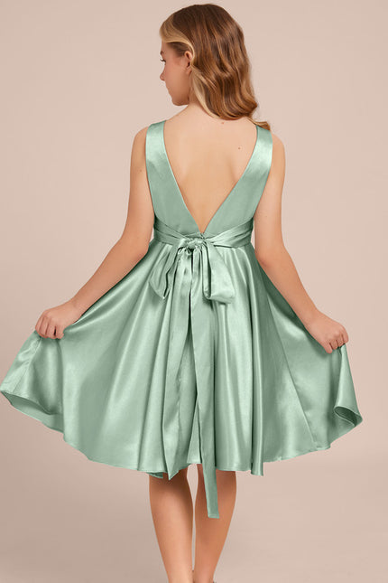 Robe Trapèze Satinée Menthe Douce - gallery 5