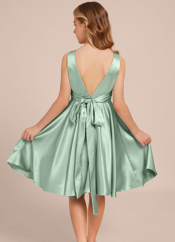 Robe Trapèze Satinée Menthe Douce - gallery 5