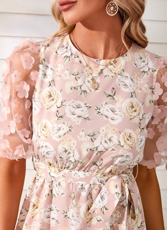 Robe Trapèze Noire Florale - gallery 3