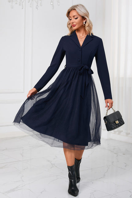 Robe Trapèze Élégante Structurelle - gallery 4