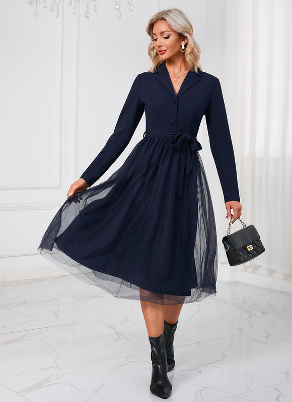 Robe Trapèze Élégante Structurelle - gallery 4