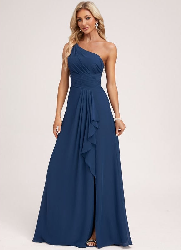 Robe Trapèze Asymétrique Beige - gallery 2