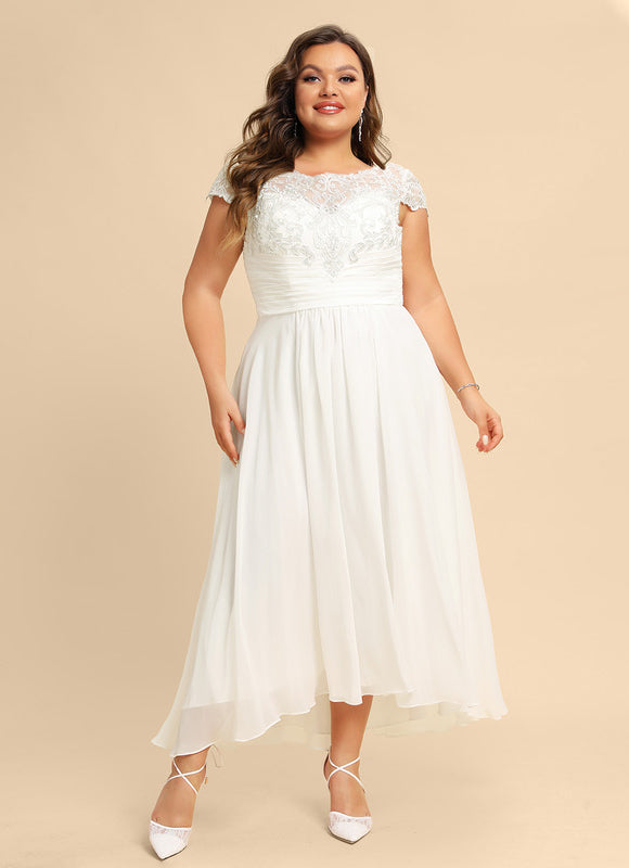 Robe Trapèze Blanche Dentelle Mousseline - gallery 5