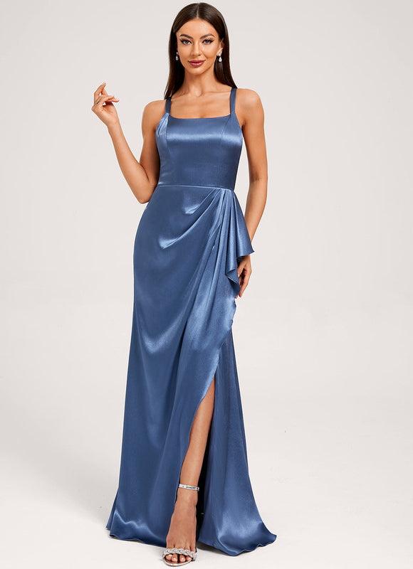 Robe Trapèze Satinée Bleu Ciel - gallery 4