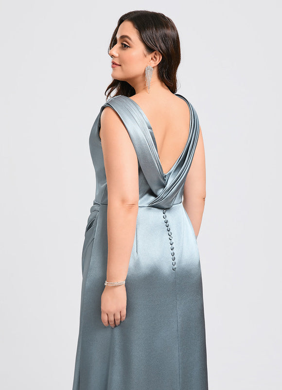 Robe Trapèze Satin Aqua Élégant - gallery 7