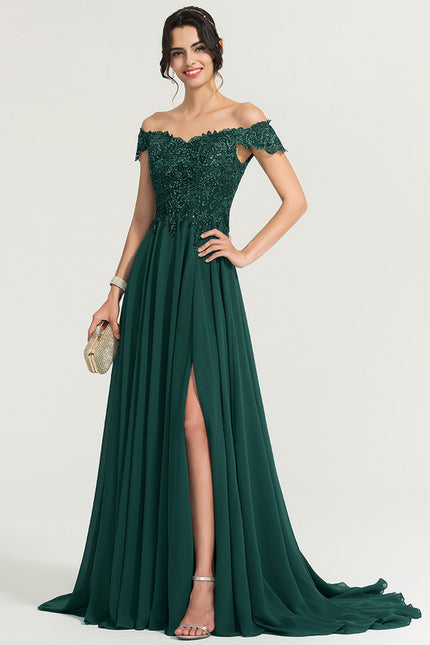 Robe Trapèze Verte Bal De Dentelle Pâles - gallery 1