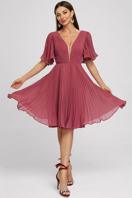 Robe Trapèze Nuit Marine Plissée - gallery 5