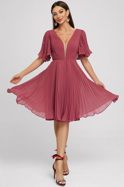 Robe Trapèze Nuit Marine Plissée - gallery 5