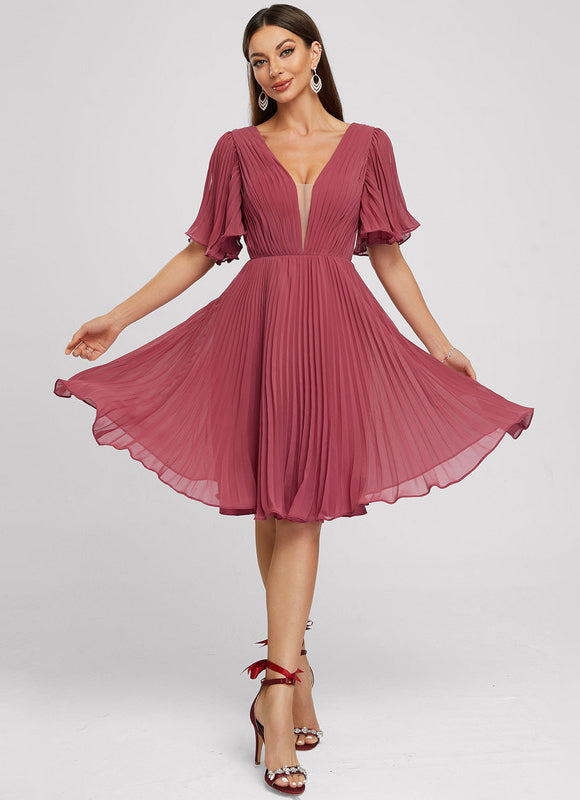 Robe Trapèze Nuit Marine Plissée - gallery 5