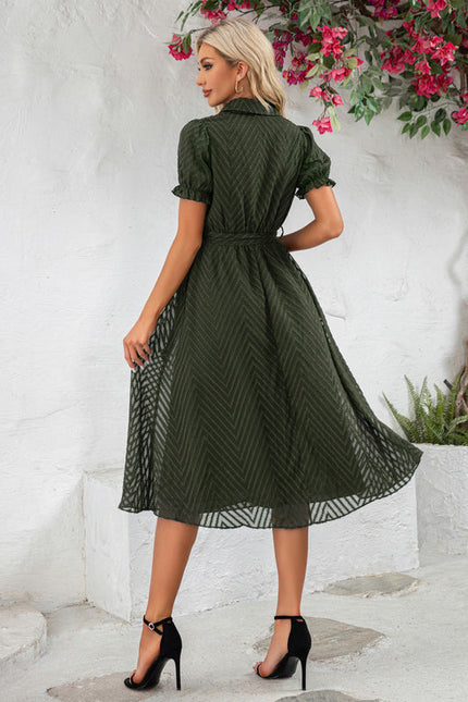 Robe Trapèze Marine Texturée - gallery 8