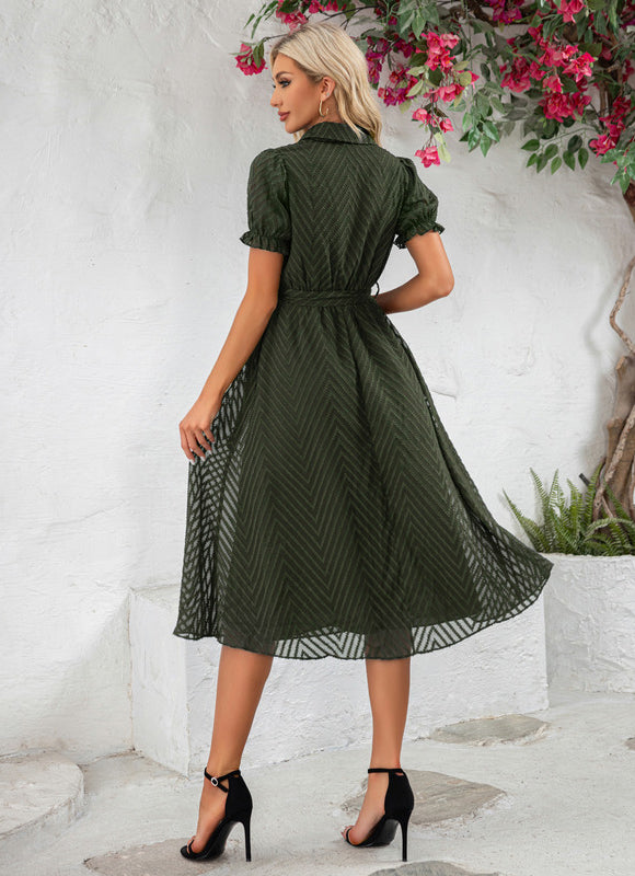Robe Trapèze Marine Texturée - gallery 8