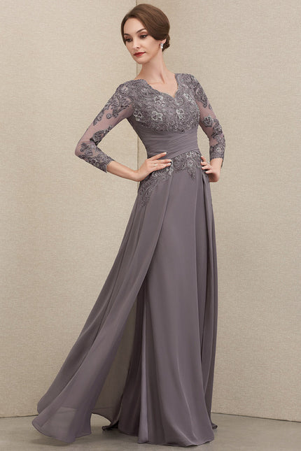 Robe Trapèze Gris Élégance Drapée - gallery 1