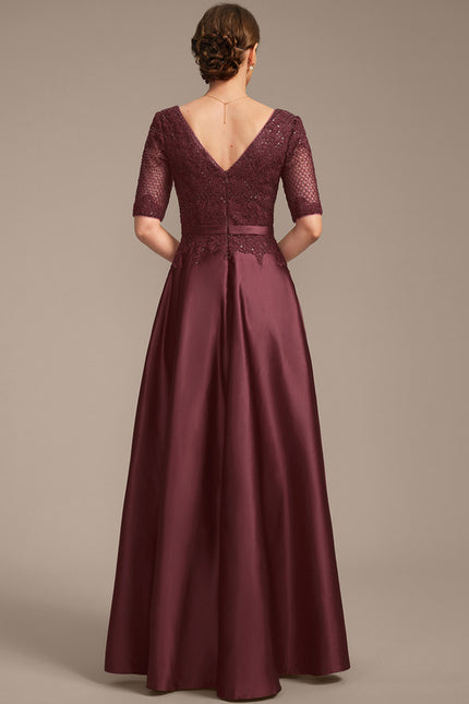 Robe Trapèze Satin Bordeaux Élégant - gallery 6
