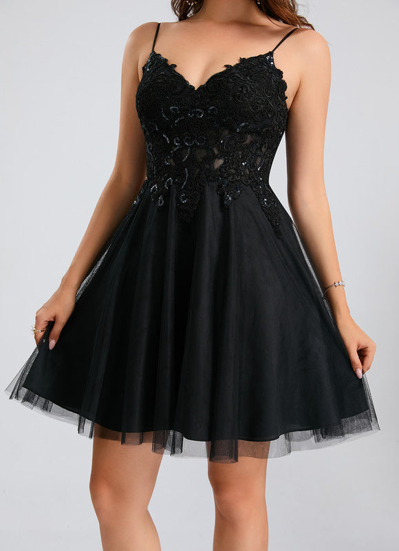 Robe Trapèze Tulle Noire - gallery 6