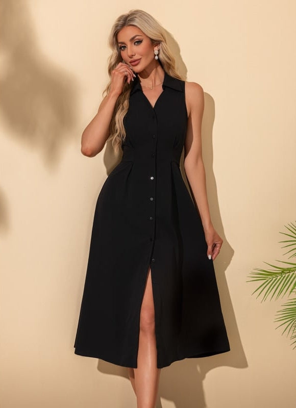 Robe Trapèze Élégante Noire - gallery 3