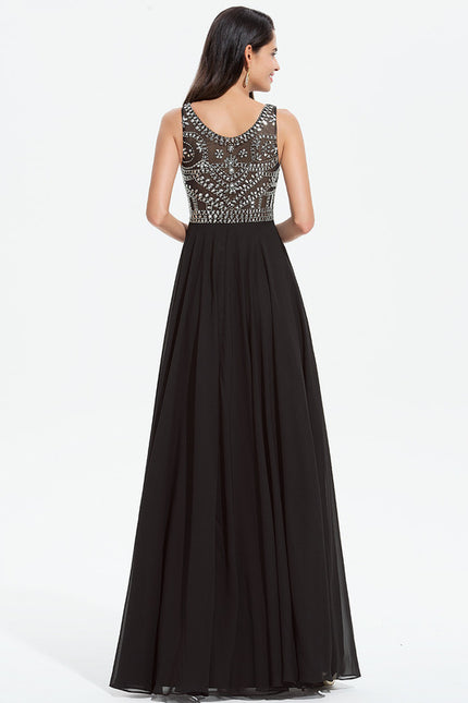 Robe Trapèze Noir Élégant Flottant - gallery 1