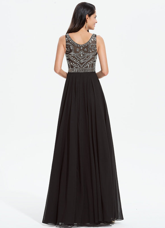 Robe Trapèze Noir Élégant Flottant - gallery 1