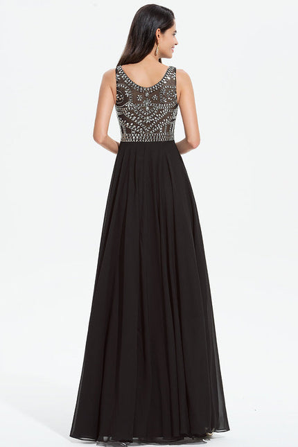 Robe Trapèze Noir Élégant Flottant - gallery 1