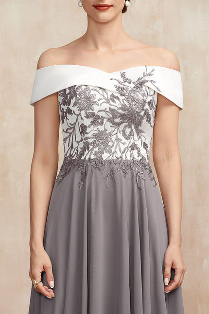 Robe Trapèze Satin Éclat Grisé - gallery 1