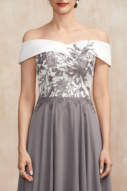 Robe Trapèze Satin Éclat Grisé - gallery 1